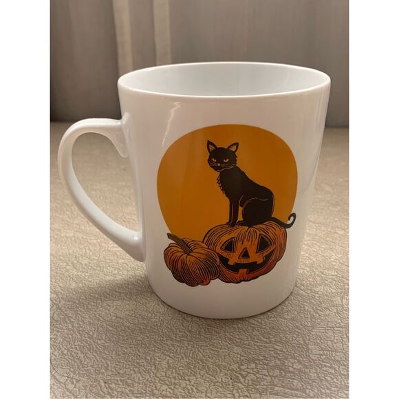 THACKERY BINX Coffee Mug- 208Park Black Cat Ceramic Cup RETRO Flying Pumpkin - Picture 5 of 6